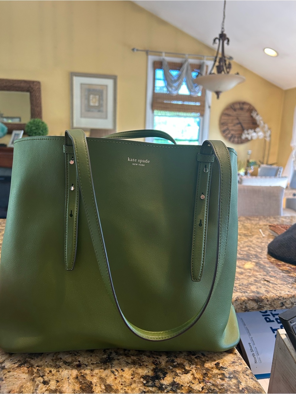 kate spade Green Leather Double-Handle Tote